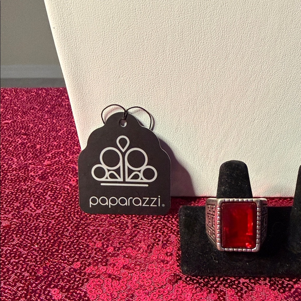 Paparazzi Silver Ring with Red Stone